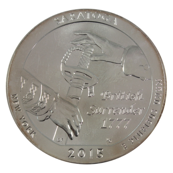 5oz USA 2015 Statehood Quarter Replica New York Saratoga .999 Fine Silver Round (Tax Exempt)