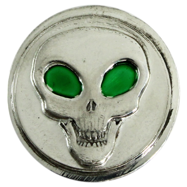 1oz Rocky Shore Silver Co. Alien w/ Enameled Green Eyes .999 Fine Silver Round (Tax Exempt)