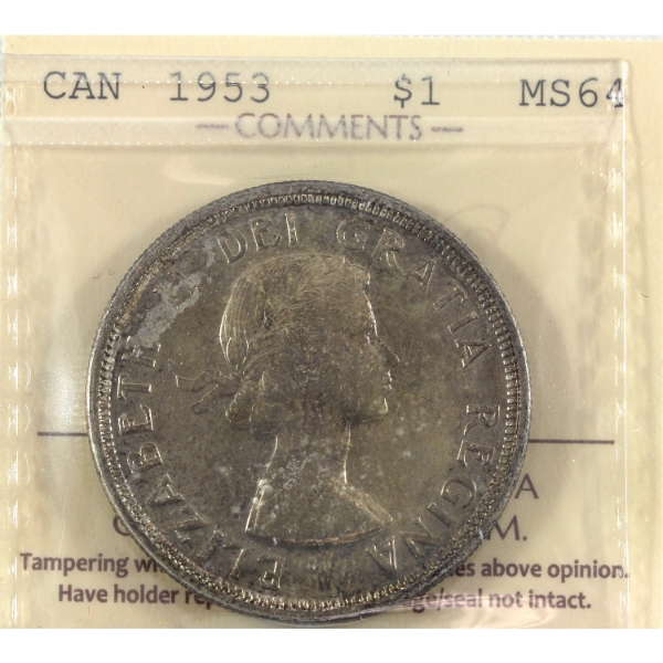 Silver $1 1953 SF ICCS MS64 