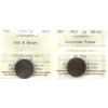 Image 1 : 1-cent 1921 Lustrous Brown, & 1930 Red & Brown ICCS MS62. 2pcs
