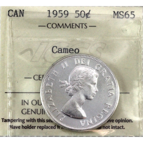 50-cent 1959 ICCS MS65 Cameo