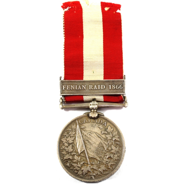 Canada c. 1899 Canada General Service Medal CLASP: Fenian Raid 1866; NAMED: Pte P. St. Amour 4th Bn.
