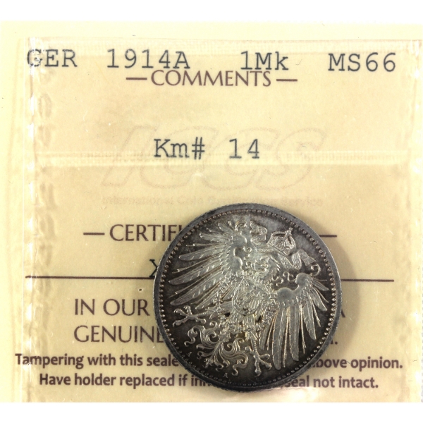 Germany-Empire Silver 1914A Mark ICCS MS66
