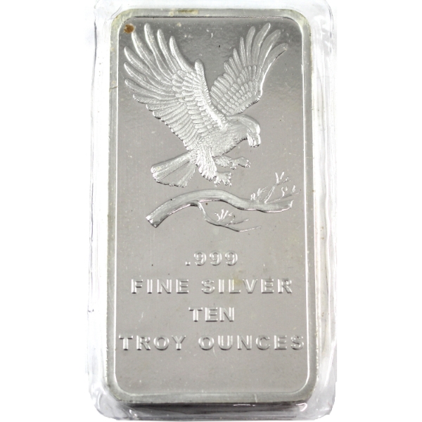 10oz SilverTowne Eagle Design .999 Fine Silver Bar (Tax Exempt)
