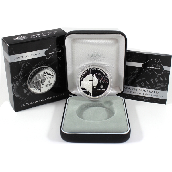 Australia - South Australia Silver 2007 $5 150 Years of State Government .999 Fine Silver Coin 