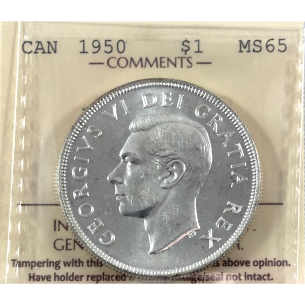 Silver $1 1950 Island Logs Variety ICCS MS65