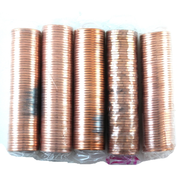 *1-cent 1992, 1998, 2003-P New Effigy, 2010 & 2012 Magnetic Rolls of 50pcs. Sold as is. 5 Rolls 