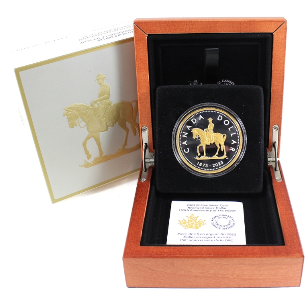2023 $1 Renewed Silver Dollar: 150th Anniversary of the RCMP Fine Silver Coin (Tax Exempt)