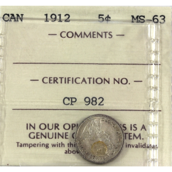 5-cent 1912 ICCS MS63
