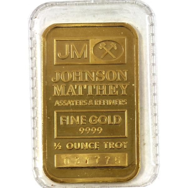 1/2oz Gold Johnson Matthey Vintage .9999 Gold Bar, SN: 031775 (Tax Exempt)