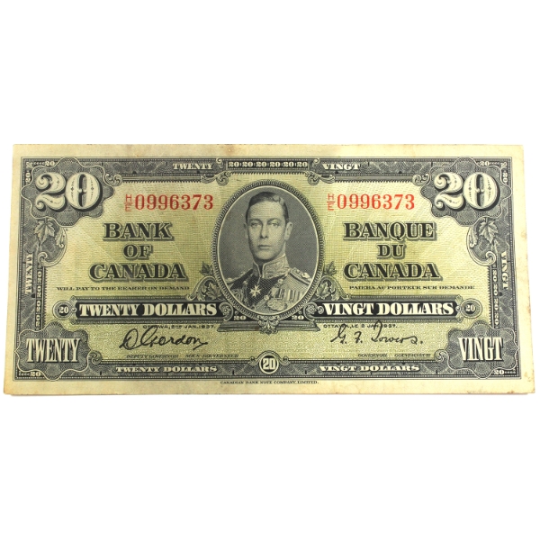 BC-25b 1937 $20 EF Gordon-Towers SN: H/E0996373