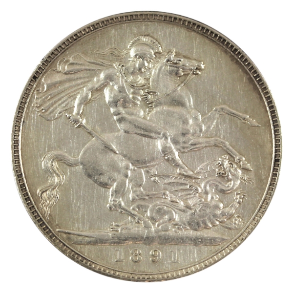 Great Britain Silver 1891 Crown EF (Impaired)
