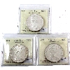 Image 1 : Silver $1 1965 Type 1 (SB P5), Type2 (SB B5) & Type4 (LB P5) ICCS MS64. 3pcs.