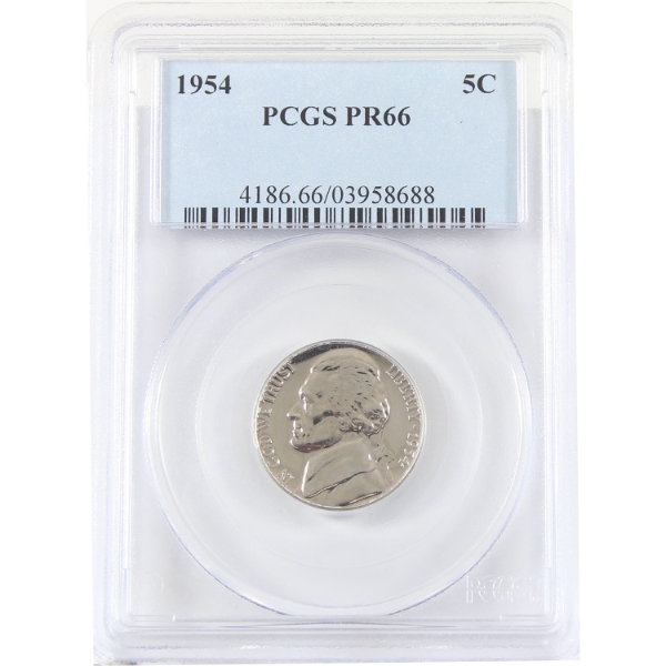 USA 1954 Jefferson Nckel PCGS PR66