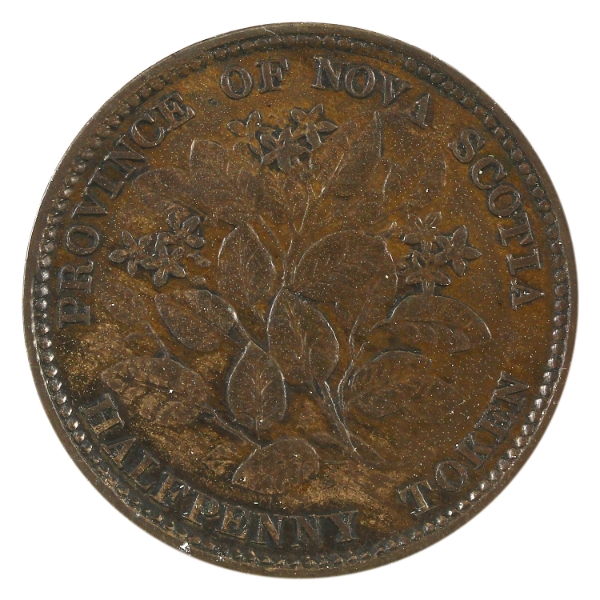 BR-876, CH-NS-5A1 1856 Province of Nova Scotia Half Penny Token