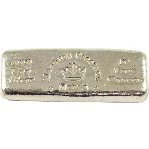 10oz Monarch Precious Metals .999 Fine Silver Bar (Tax Exempt)