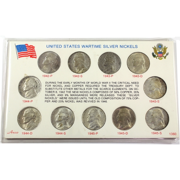 USA 1942-1945 Wartime Silver Nickel 11-Coin Set