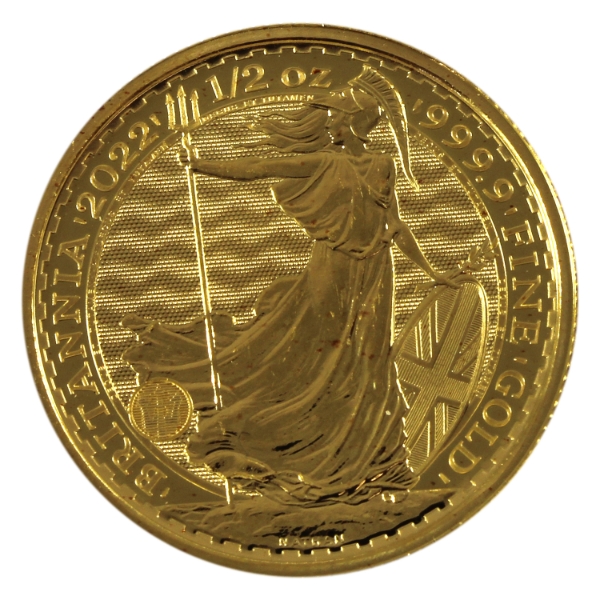 1/2oz Great Britian 2022 50 Pounds Britannia .9999 Fine Gold Round (Tax Exempt)