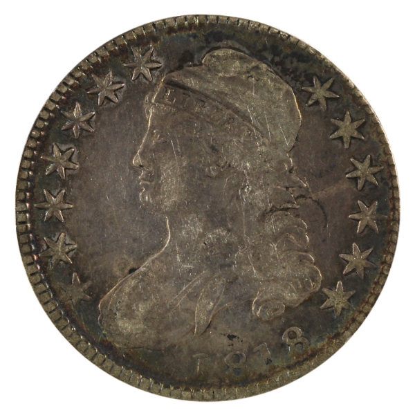 USA Silver 1818 Capped Bust Let Edge Half Dollar VF-EF