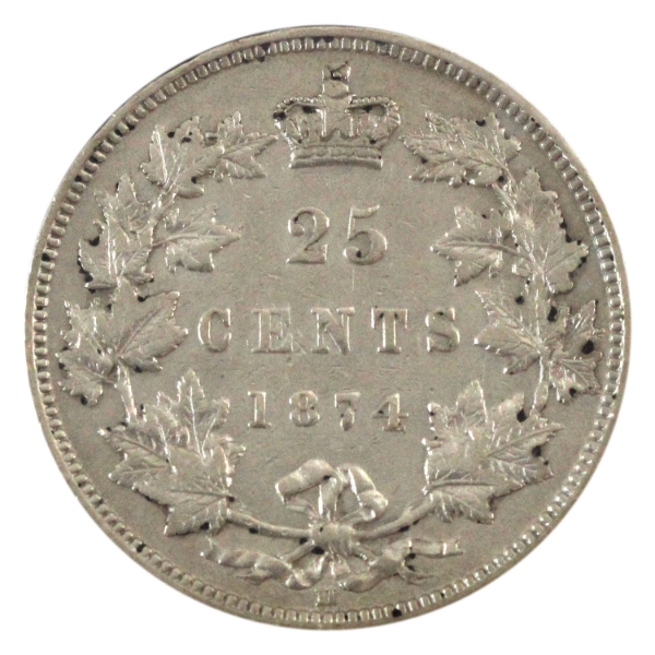 25-cent 1874H VF-EF