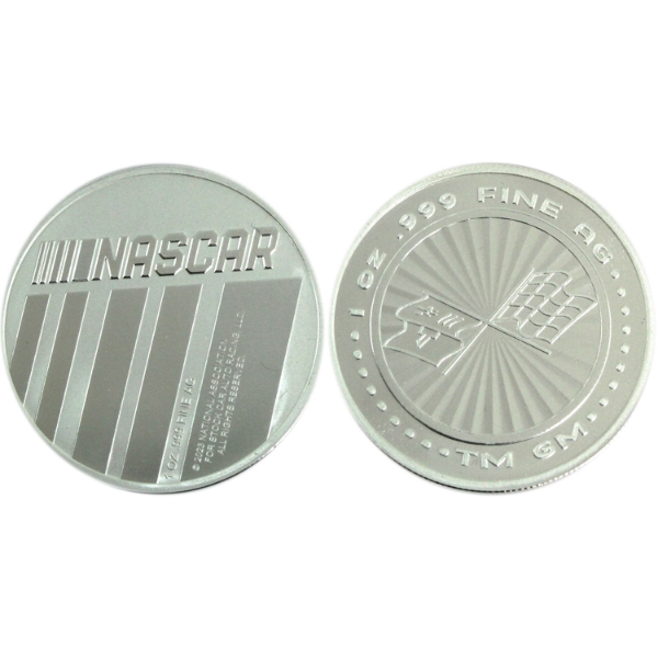 2x 1oz NASCAR 75th Anniv. & Corvette Logo w Radial Emblem Flags .999 Fine Silver Rounds. 2pcs 