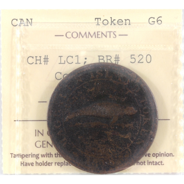 BR-520, CH# LC1 1815 Magdalen Island Copper Token ICCS G6