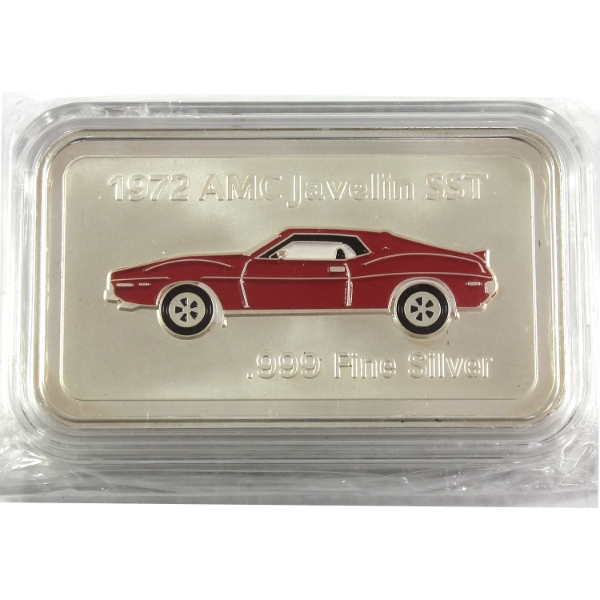 1oz 1972 AMC Javelin SST .999 Fine Silver Bar w/ Selective Colour (Tax Exempt)