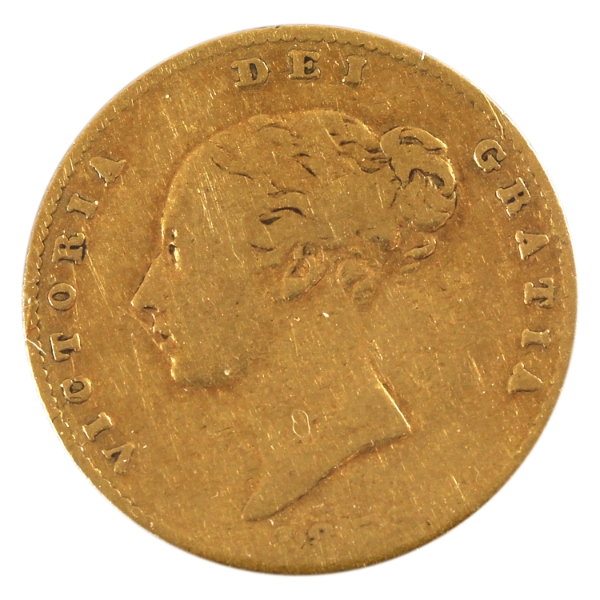 3.95g Great Britain 18__ 1/2 Sovereign .917 Fine Gold Coin VG-F