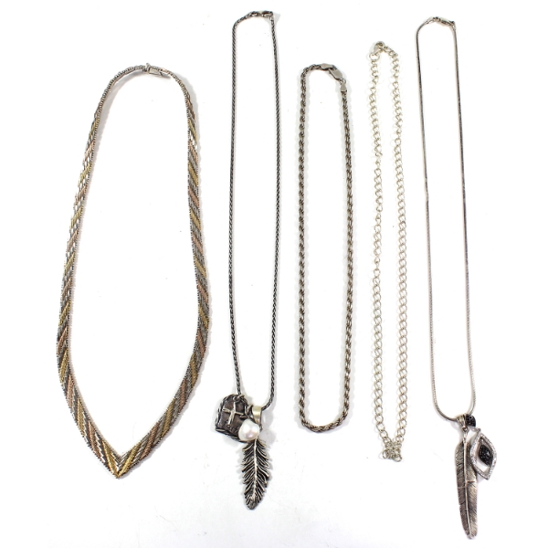 Group Lot of Sterling Silver Necklaces, 68.19g Lot Total!. 5pcs.