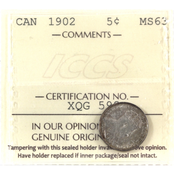 5-cent 1902 ICCS MS63