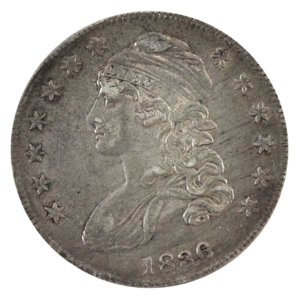 USA Silver 1836 Lettered Edge, Capped Bust Half Dollar Almost UNC