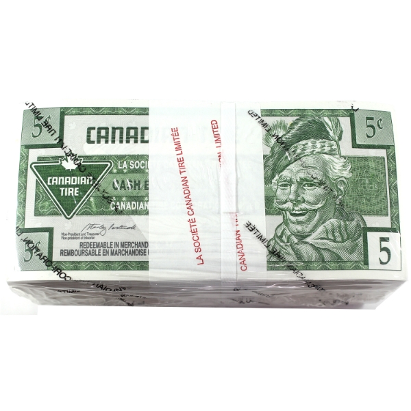 Canadian Tire 1996 1/2 Brick of 500 Unopened; Sealed 5-cent Coupons. 500pcs