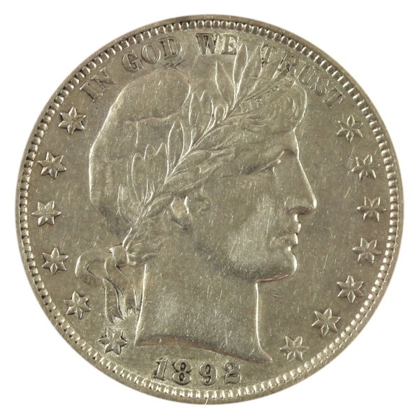 USA Silver 1892 Barber Half Dollar EF-AU