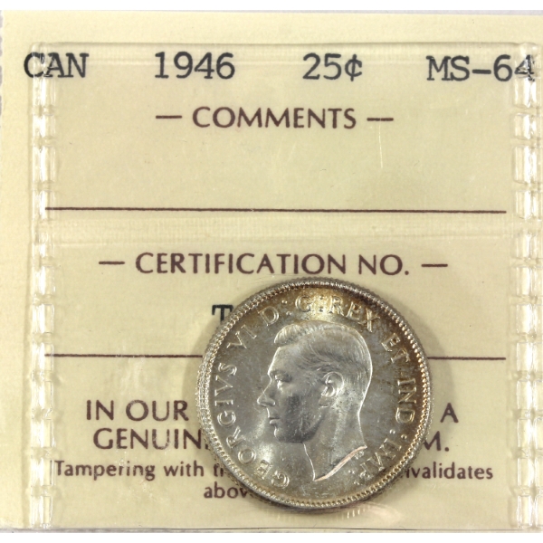 25-cent 1946 ICCS MS64