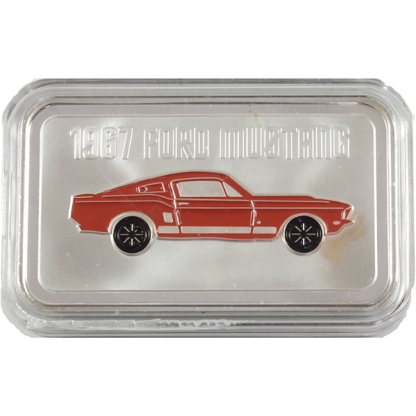 1oz 1967 Ford Mustang (Red) .999 Fine Silver Bar (Tax Exempt)