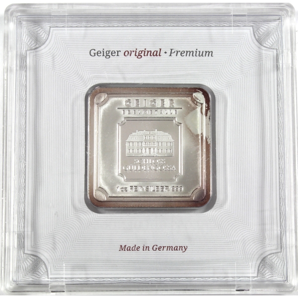 1oz Geiger Edelemetalle .999 Fine Silver in Plastic Case (Tax Exempt)