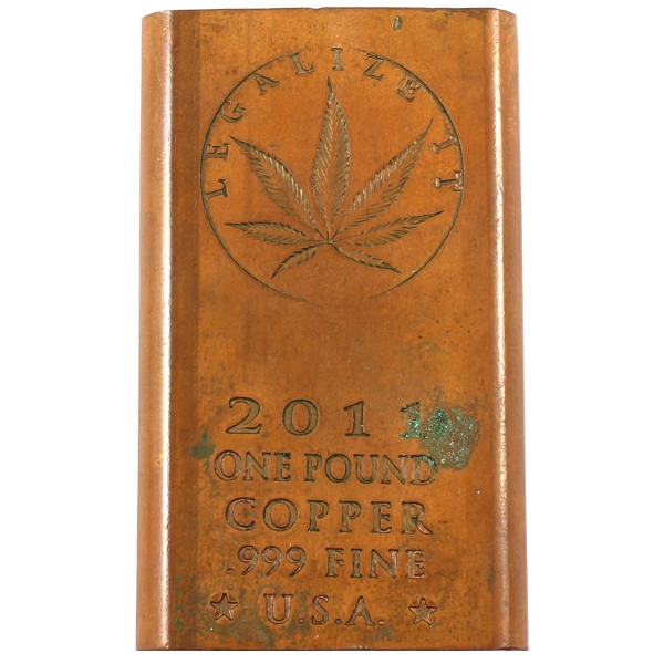 1 Pound USA 2011 Cannabis - Legalize It .999 Fine Copper Bar