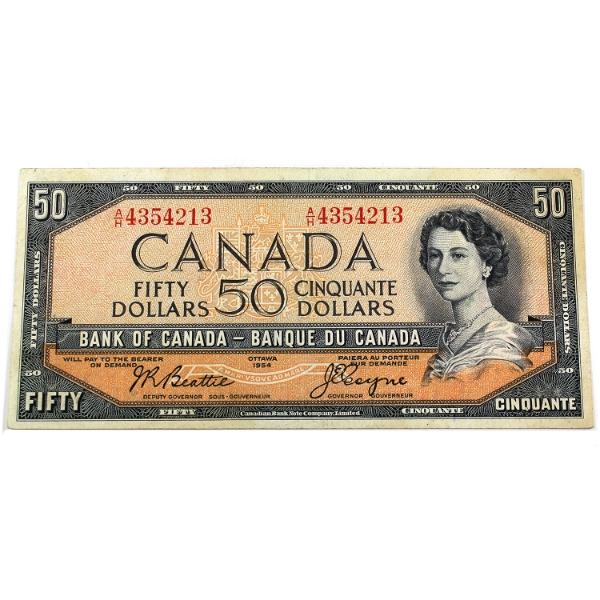 BC-42a 1954 $50 VF Beattie-Coyne SN: A/H4354213