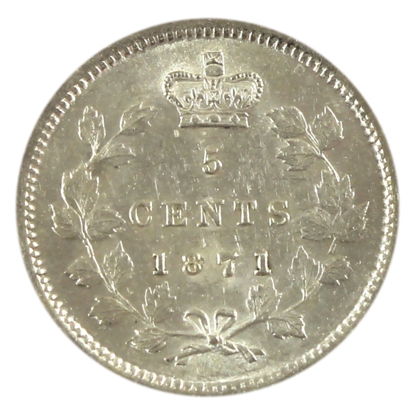 5-cent 1871 AU58
