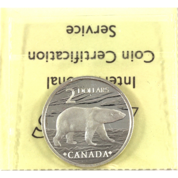 2004 $2 Proud Polar Bear Sterling Silver Coin ICCS PF67 UHC