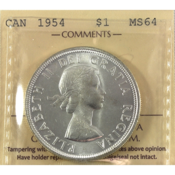 Silver $1 1954 SWL ICCS MS64