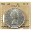 Image 1 : Silver $1 1954 SWL ICCS MS64
