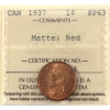 Image 1 : 1-cent 1937 ICCS SP63 Matte; Red