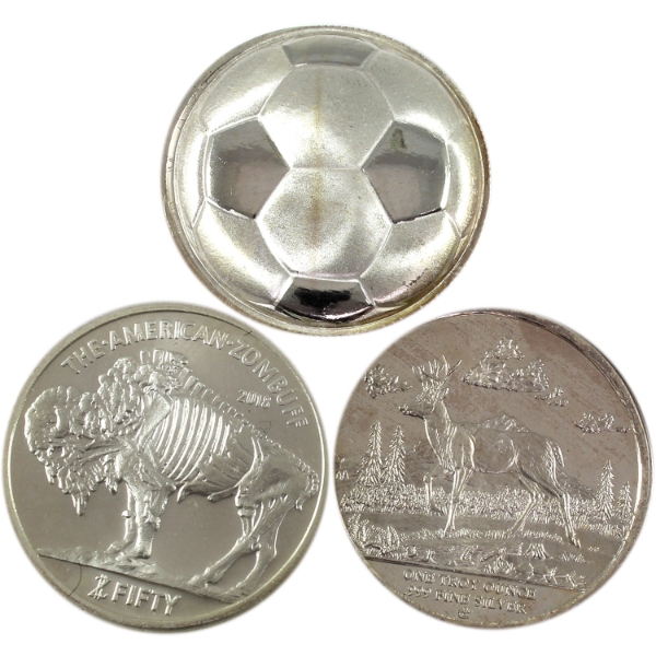 3x 1oz Assorted .999 Fine Silver Rounds. 3pcs (Tax Exempt)