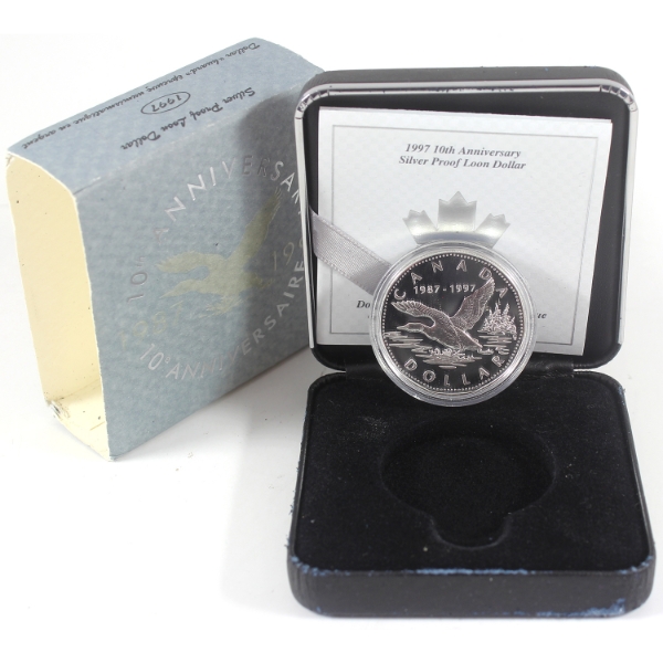 1997 $1 10th Anniversary of the Loon Sterling Silver Proof Dollar