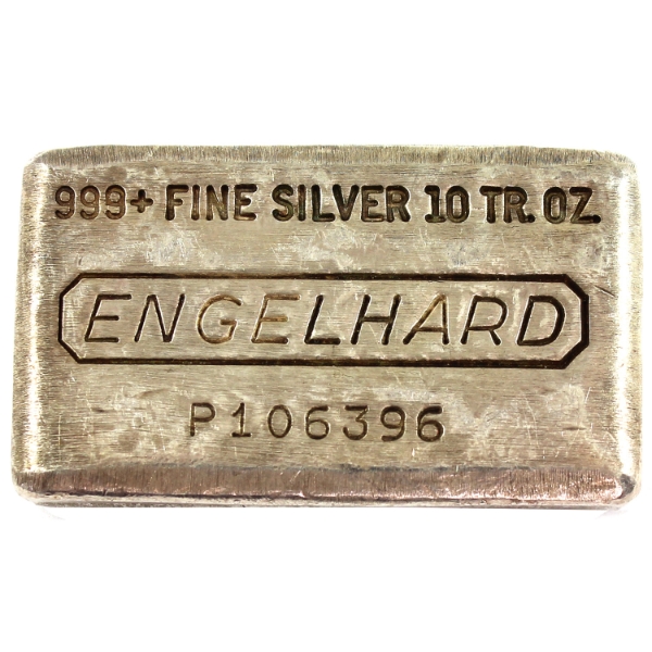 10oz Engelhard Vintage 10th Series in "P" Prefix Variation .999+ Silver Bar SN: P106396 (Tax Exempt)