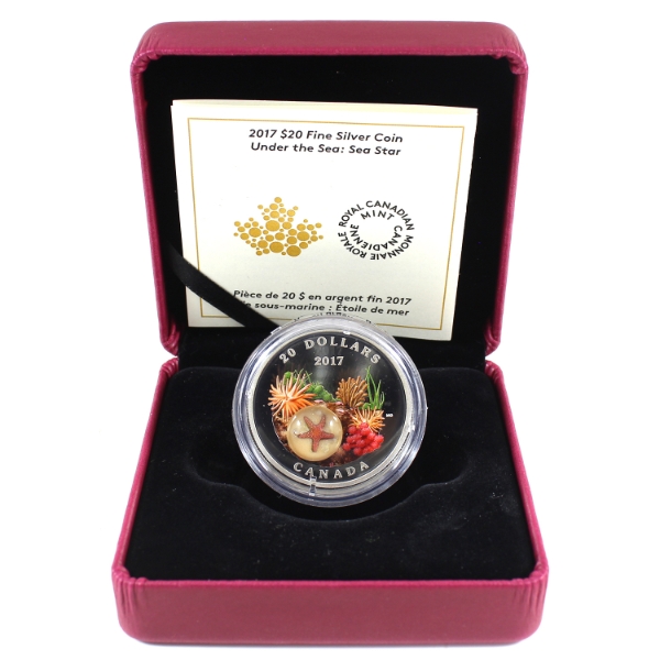 2017 $20 Under the Sea: Sea Star 1oz .9999 Fine Silver Coin w/ Mosaic Murrini Element (Tax Exempt)