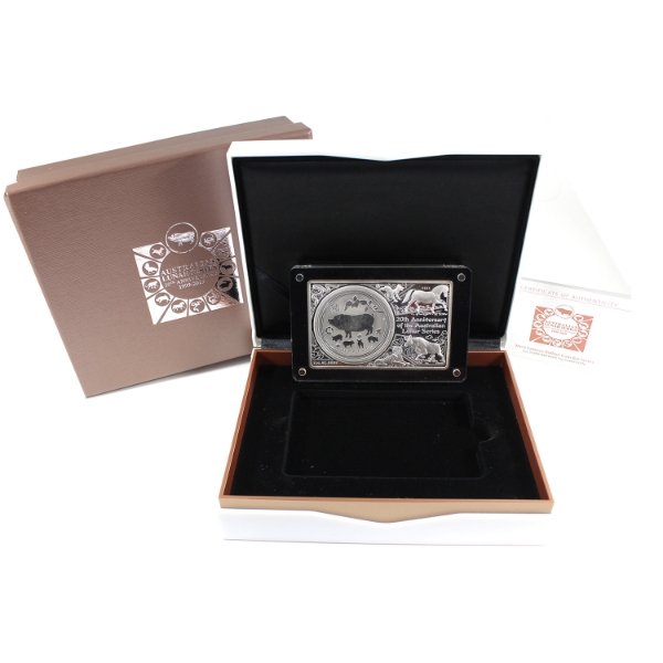 Australia Silver 2019 $1 20th Ann. of the Australian Lunar Series 1oz Coin and 2oz Bar Fine Silver 