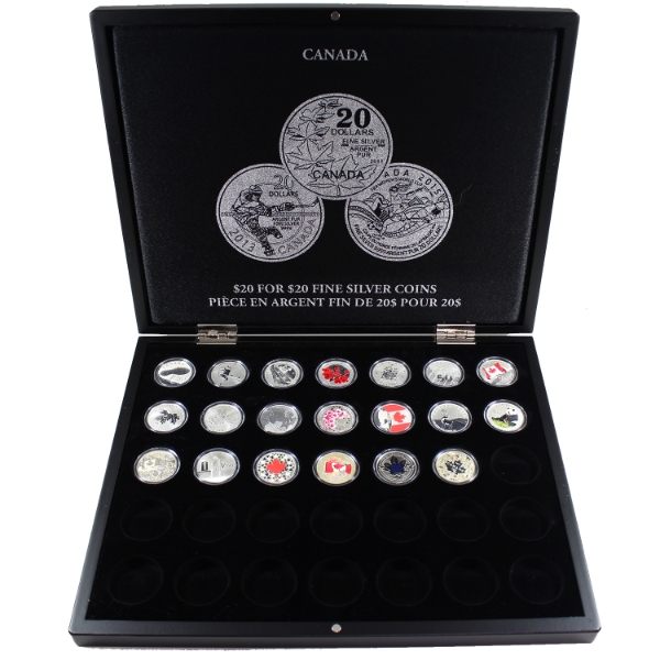 Bulk Collection of 20x 2017-2022 $3-$8 Fine Silver Coins in $20 for $20 Deluxe Case. 20pcs