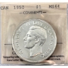 Image 1 : Silver $1 1950 SWL ICCS MS64